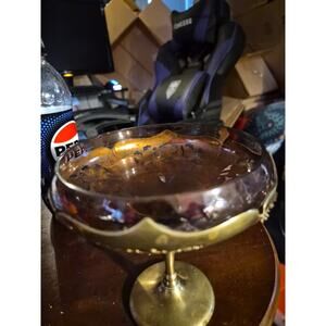 Vintage Farber Brothers Ambrosia Grape Compote With Brass Leaf Design A nd...